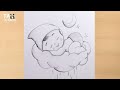 A Dreaming Baby boy sleeping on clouds pencildrawing