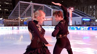 British Ice Dancers Phebe Bekker & James Hernandez perform their 2023 Rhythm Dance in Bryant Park