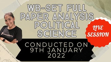 WB-SET FULL PAPER 2022 ANALYSIS  |POLITICAL SCIENCE | SUPREET DHAMIJA