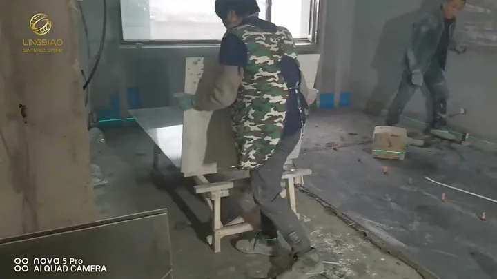 Cutting Sintered Stone at Construction Site