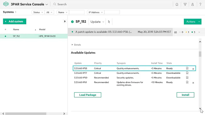 How to update the HPE 3PAR OS using Service Processor 5.0.5