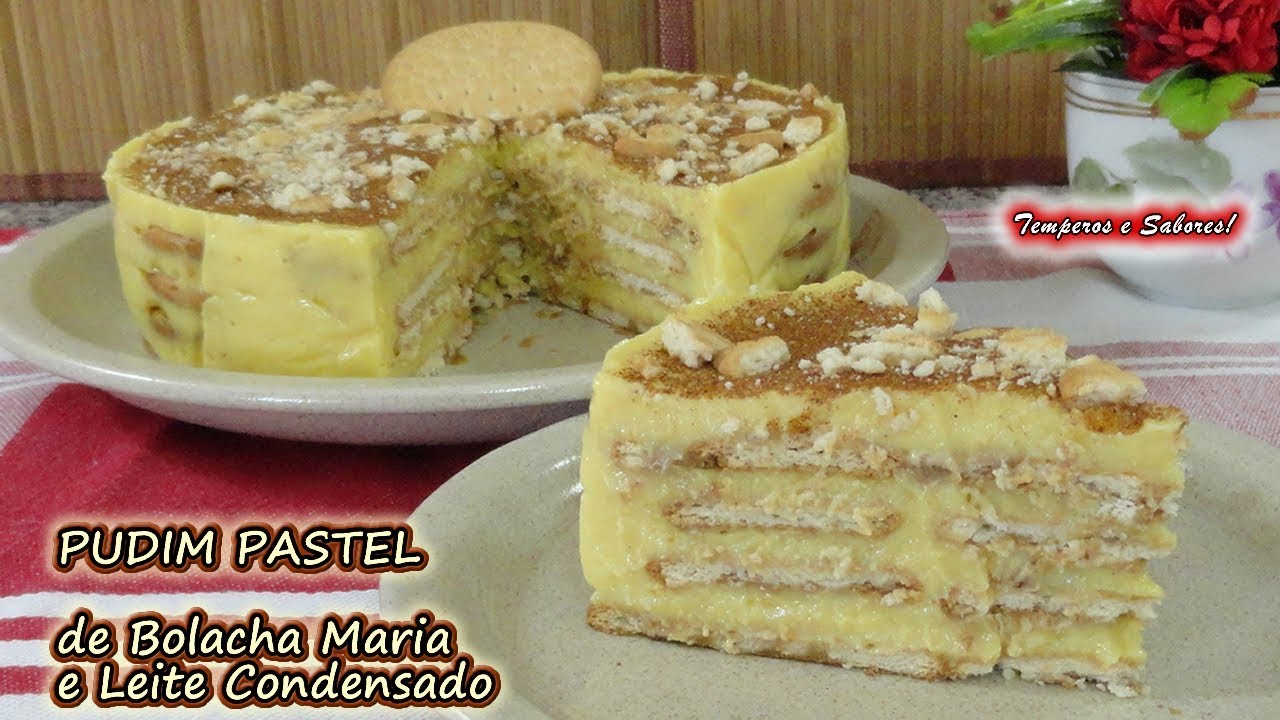 PUDIM PASTEL de Bolacha Maria e Leite Condensado SEM FORNO, delicioso