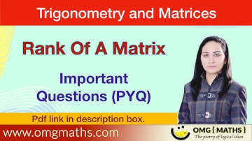 Rank Of A Matrix | Important Questions | PYQ | Bsc