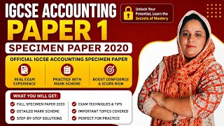Paper 1 Igcse Accounting -Specimen Paper 2020- Solved by Azka Butt