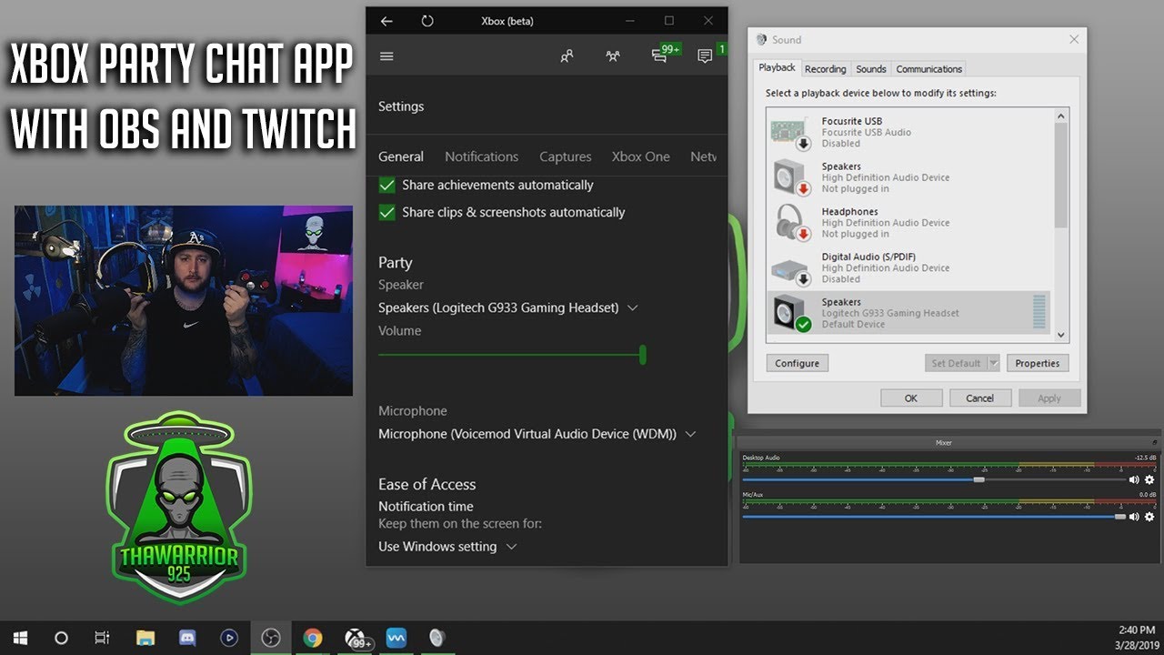 Xbox Party Chat App With Obs And Twitch Updated 2019 Youtube