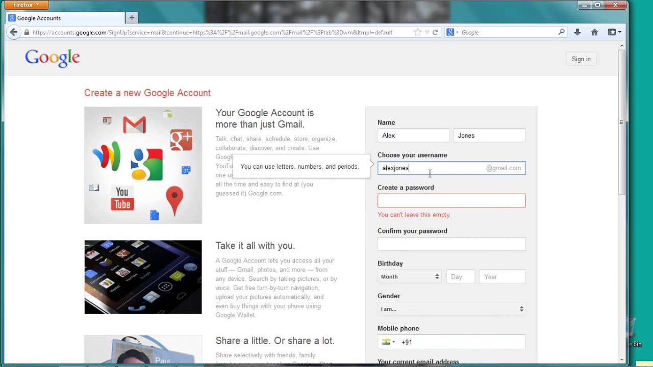 how to create a gmail account- make new gmail account- Open email account 2014 - YouTube