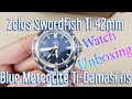 Zelos Swordfish 42m Ti Meteorite Ti-Damascus Watch Unboxing