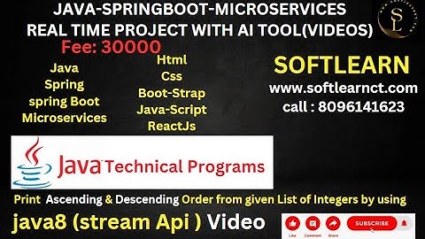 print ascending and descending order from given list of integers using java8 (stream api).