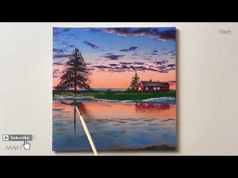 Easy Sunset Painting / Acrylic Painting for Beginners / Step by Step #105