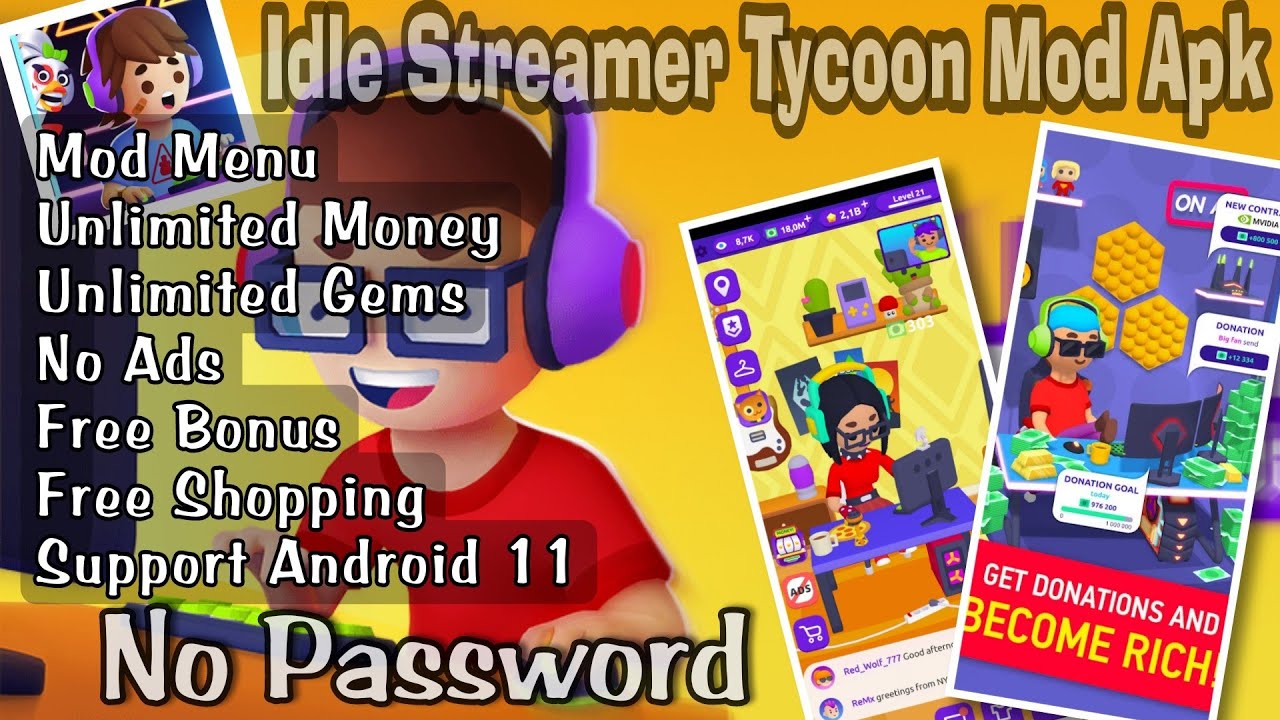 Idle Streamer Tycoon APK v2.1 Download (Unlimited Money)