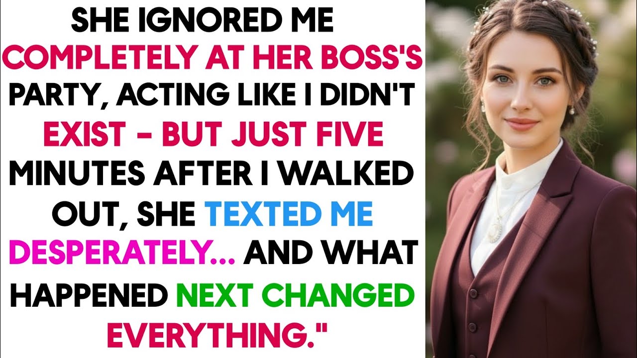 She Ignored Me Completely at Her Boss’s Party, Acting Like I Didn’t Exist — But Just Five Minutes...