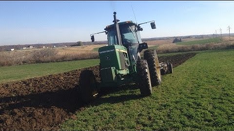 Moldboard Plowing a Small Field of Sod | JD 4450 and JD Five Bottom Plow
