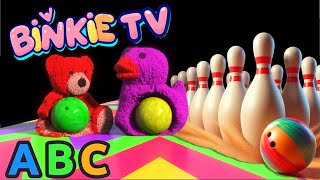 🎳 Kinetic Sand Shapes, Numbers, Alphabet, Colors Smash: Bowling Ball Bonanza! Binkie TV 🎳