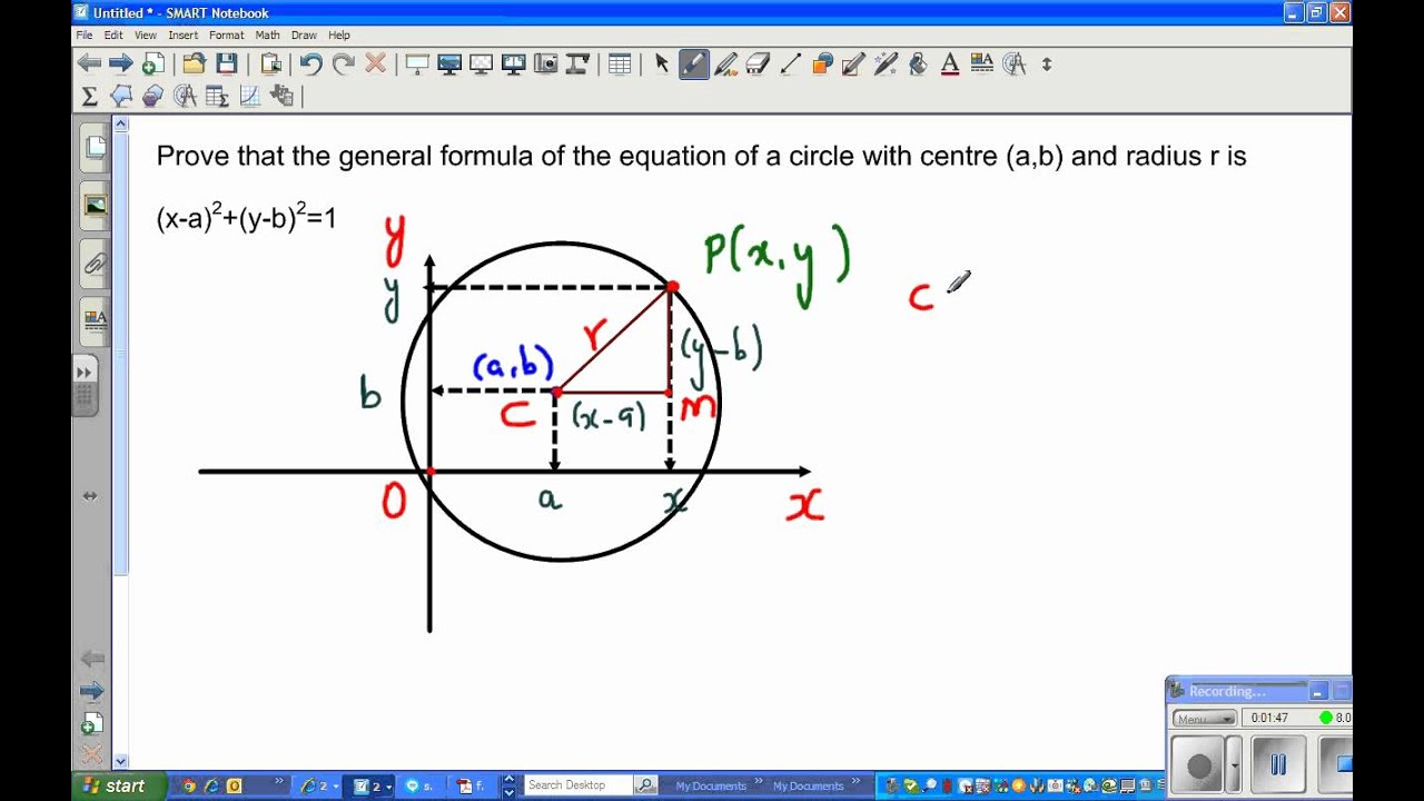 Proof Of The Equation Of Circle With Centre A B And Radius R Is X A 2 Y B 2 R 2 Youtube