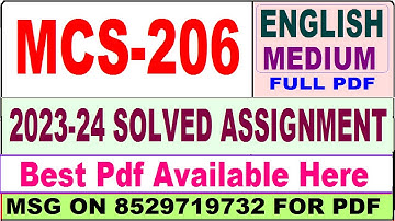 mcs 206 solved assignment 2023-24 || mcs 206 solved assignment 2024 || ignou mcs206 PGDCA 2024