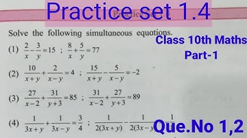 Practice set 1.4 Class 10 Maths Part-1 | Linear Equations in Two Variables| Maharashtra state board