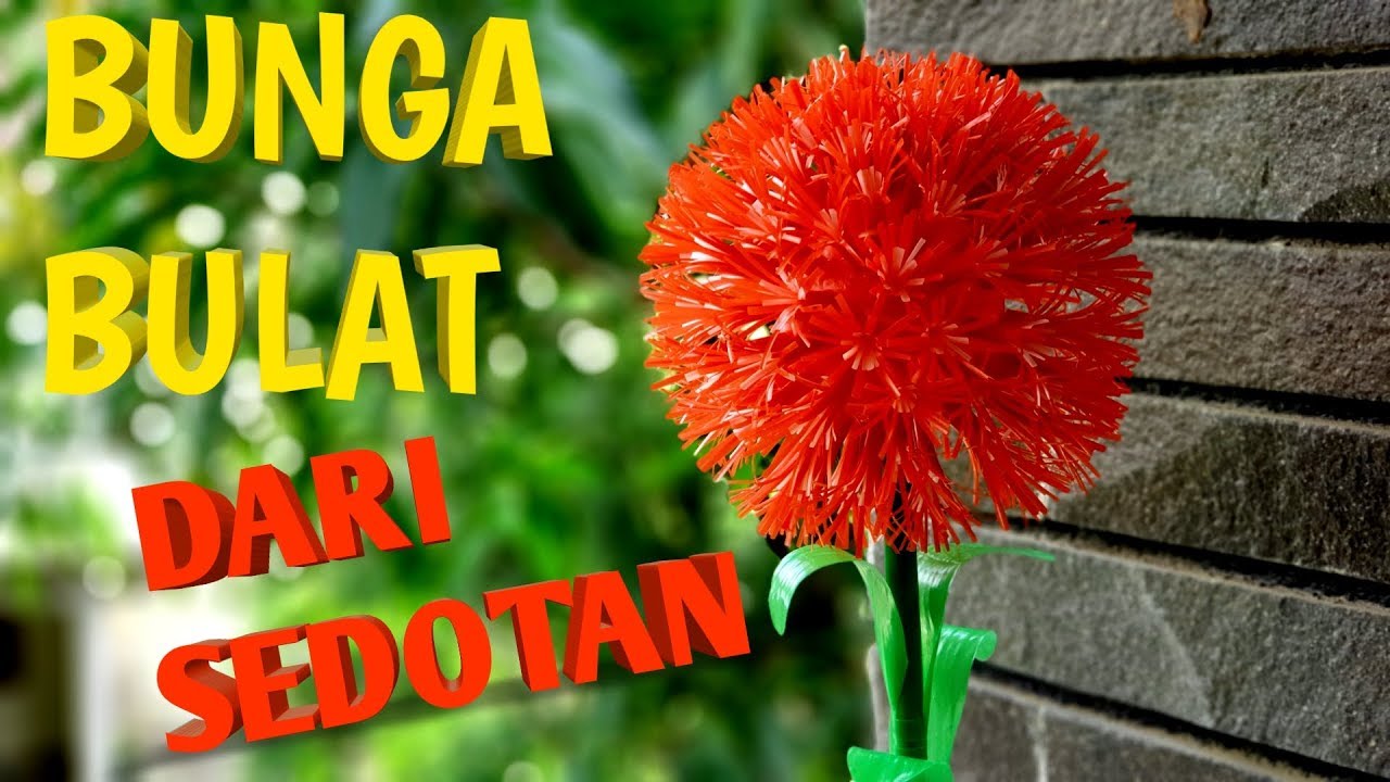 Cara Mudah dan Sederhana Membuat Bunga  Bulat  dari  Sedotan 