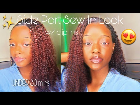 video about Clip in Hair Extension Kinky Curl Ombre Off Black to Dark Wine