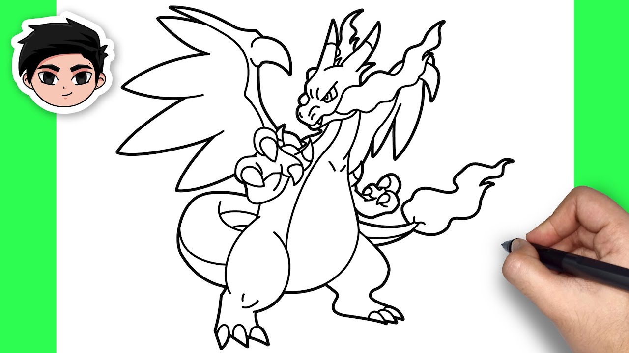 mega charizard x drawing