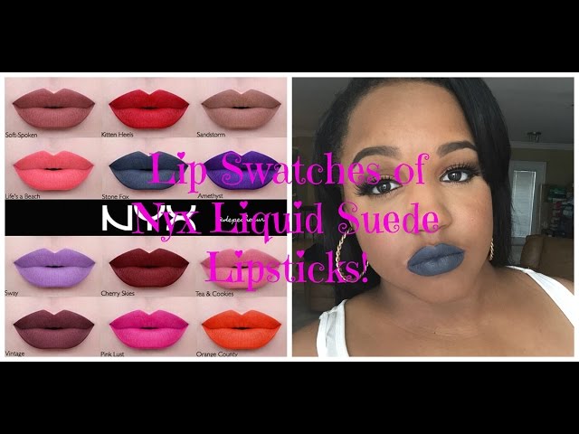 NYX Liquid Suede Lipstick Swatches | ALL 24 SHADES - YouTube