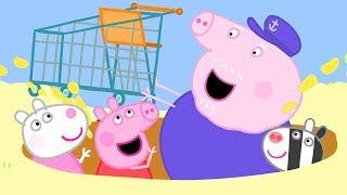 Finding a Trolley at the Beach with Peppa Pig | Peppa Pig  Family Kids Cartoon