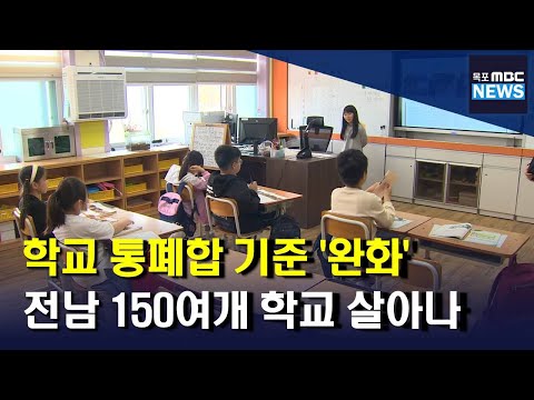 학교 통폐합 기준 완화 163개 학교 살아나 목포MBC 뉴스데스크 