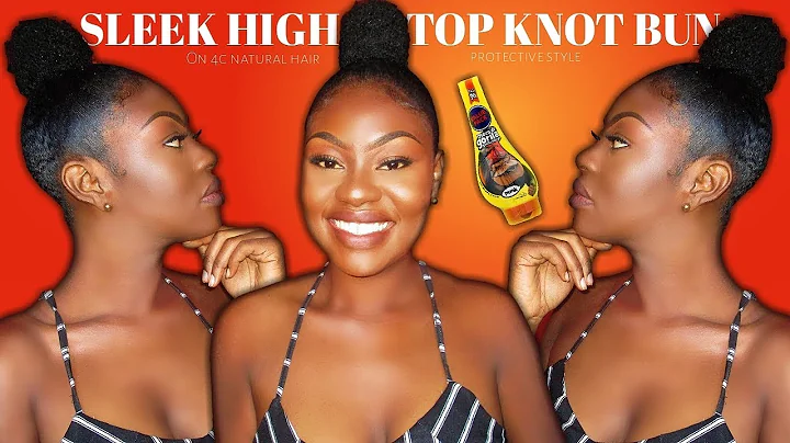 SLEEK HIGH TOP KNOT BUN ON SHORT NATURAL 4C HAIR|FT GORILLA SNOT GEL