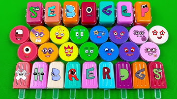 Rainbow SLIME 🌈 Looking Numberblocks, Alphablocks, Alphabet Lore Inside Clay Shapes Colorful, ASMR
