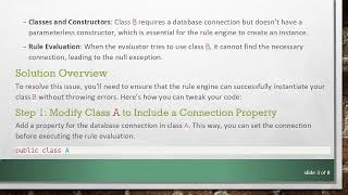 Resolving Db Connection Null Exception in Rule Evaluation Profile