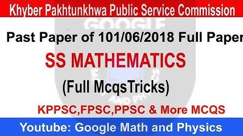KPPSC SS math past paper| past paper SS math 8/2018 | #kppsc #mcqs #maths #pastpapers