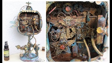 Mixed Media Metal Frame "Time Travel" step by step tutorial by Phoebe Tonosaki