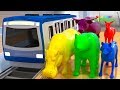 3Д Животные в Метро и Бассейне | Учим звуки и названия 3д животных | Развивающий Мультик для детей