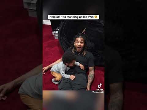 Halo started standing on his own #hoodnews #ddg #halo #dad #son #viralvideo #omg #how #wow #family