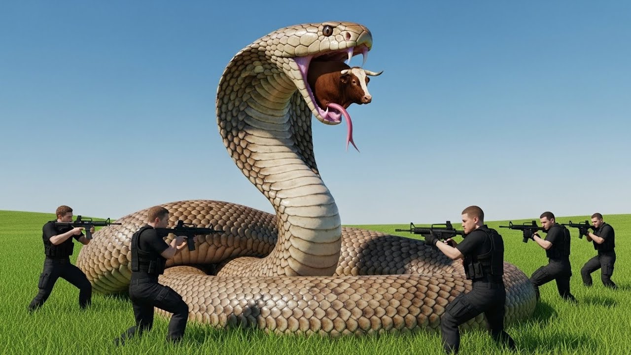 HEROIC rescue team saves adorable cow from death by Giant King Cobra