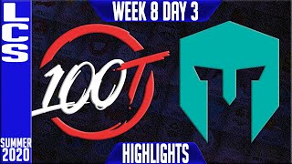 100 vs IMT Highlights | LCS Summer 2020 W8D3 | Hundred Thieves vs Immortals