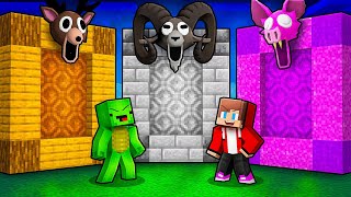 JJ and Mikey: 99 NIGHTS IN THE FOREST PORTAL BATTLE in Minecraft - Maizen