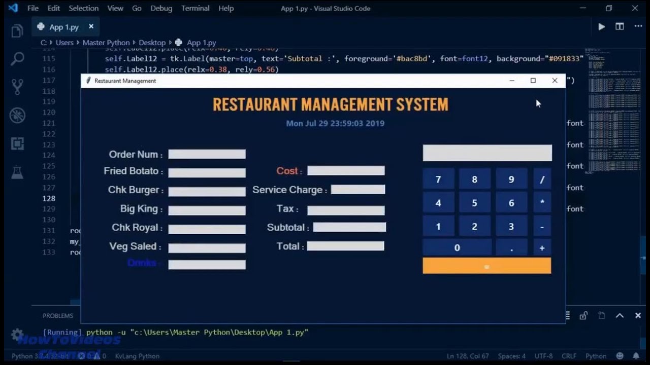 Restaurant Management System Project Using Python Tkinter Pythontpoint ...
