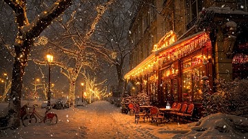 Winter Night Jazz Vibes ☕ Mellow Piano Jazz at a Quiet Outdoor Coffee Shop for Comfort ❄️