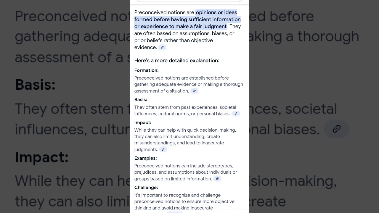 Preconceived Notion  meaning 