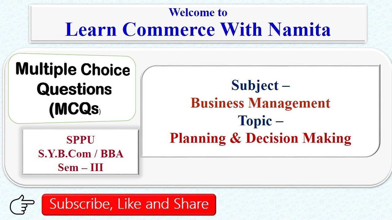 MCQs Based on Planning & Decision making| Business Management| Principles of Management| B.COM, BBA|