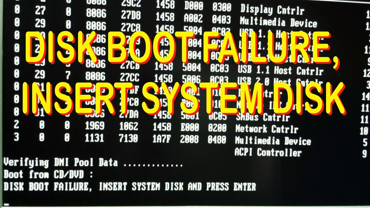 Solucion Disk Boot Failure Insert System Disk And Press Enter By