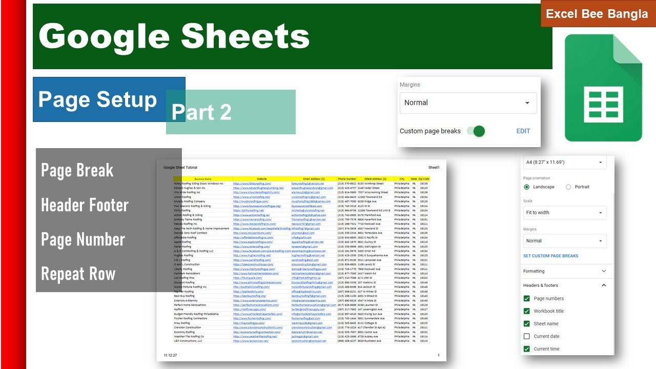 Page Setup in Google Sheets | Easy Guide | Part - 2 - YouTube