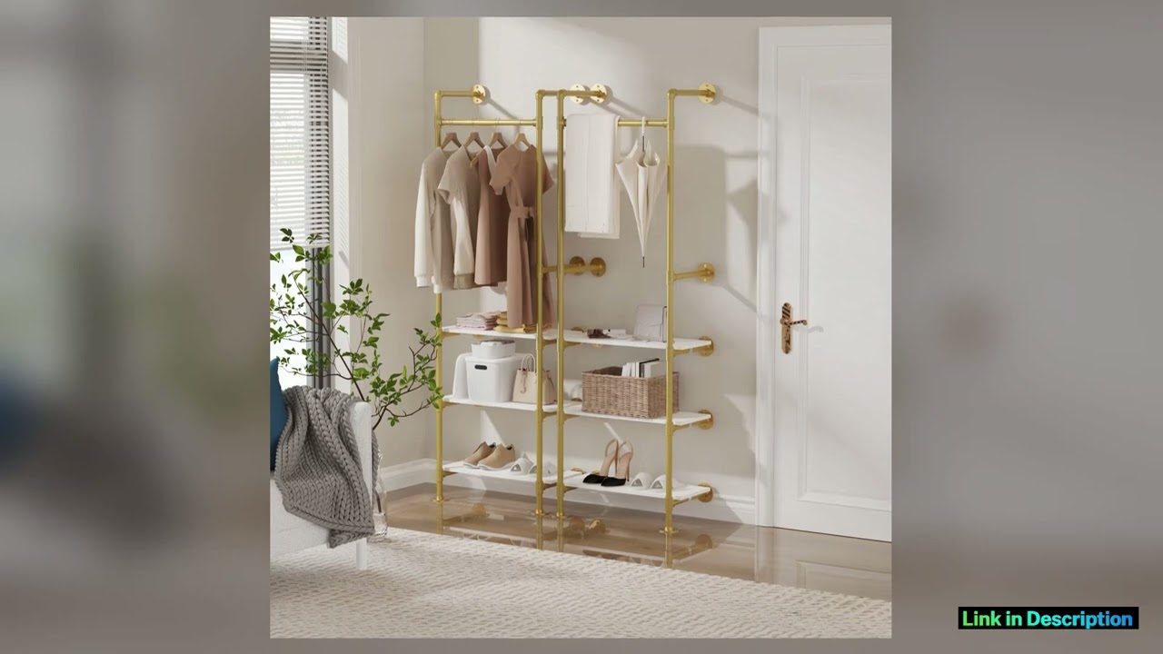 Heavy Duty Industrial Pipe Clothes Rail Hanging Open Wardrobe Shoe Rack Showroom Wall Mounted