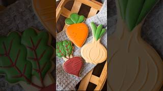 Root Vegetable themed sugar cookies decorated with royal icing #cookiedecorating #royalicing
