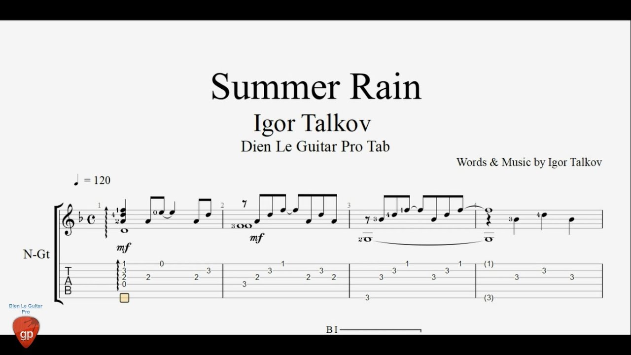 Summer Rain - Guitar Tabs