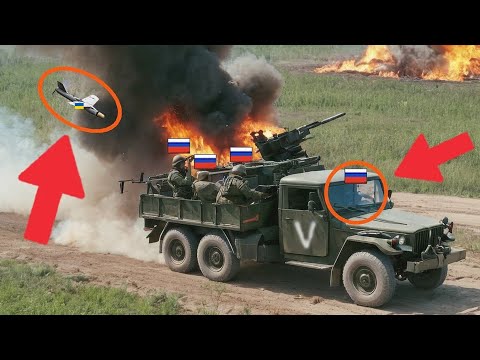 Horrifying Moments! How Ukrainian Drones Destroy Russian Troops on Top of Tanks Near Avdiivka