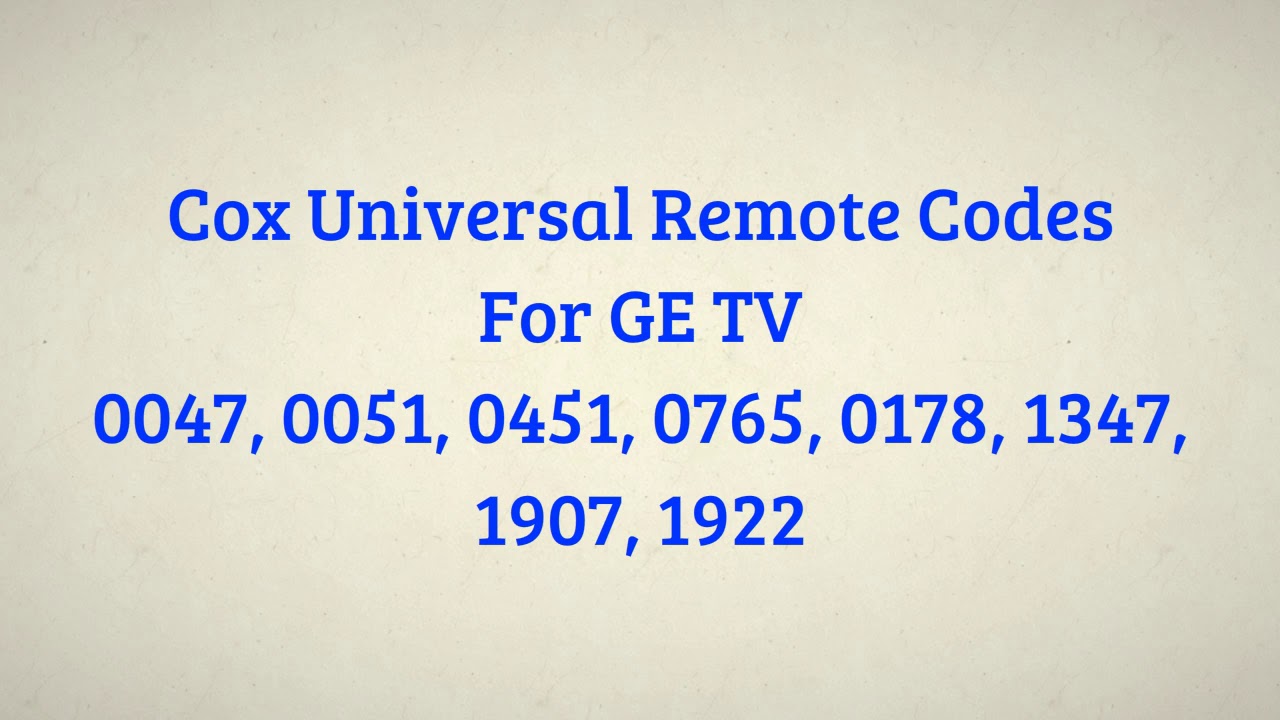 Cox Universal Remote Codes - YouTube