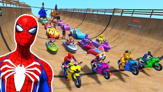 GTA V SPIDER-MAN 2, FIVE NIGHTS AT FREDDY'S, THE AMAZING DIGITAL CIRCUS Join in Mega Ramp Challenge