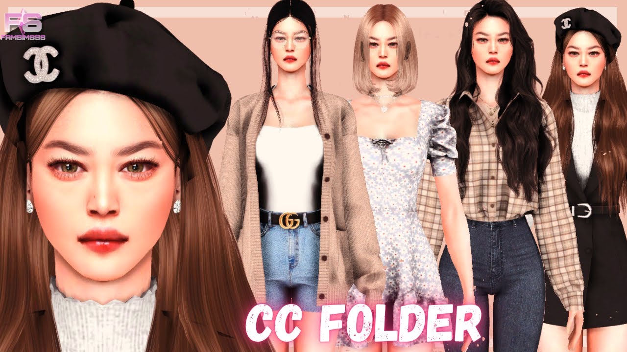 ✨ Korean Cc Folder & Sim Download | Chanel, Gucci+More!! | Sims 4 Lookbook  - Youtube