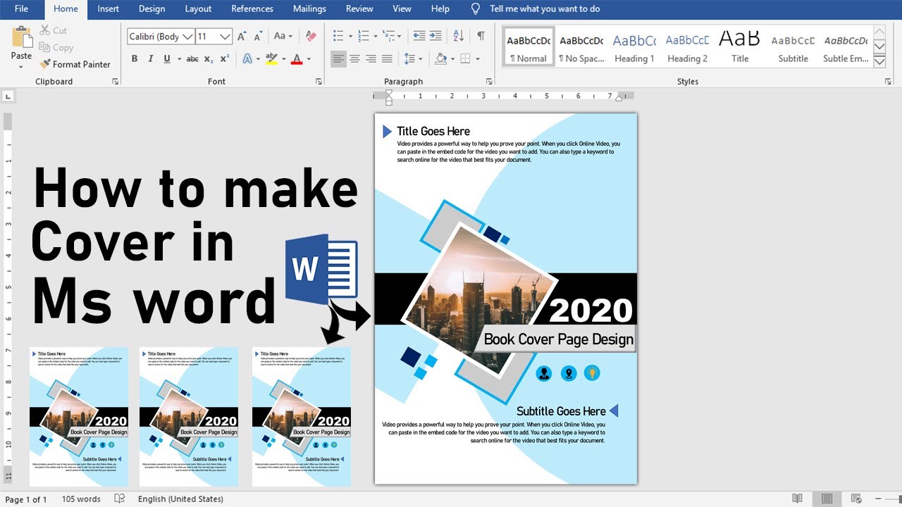 how to create a cover page using word